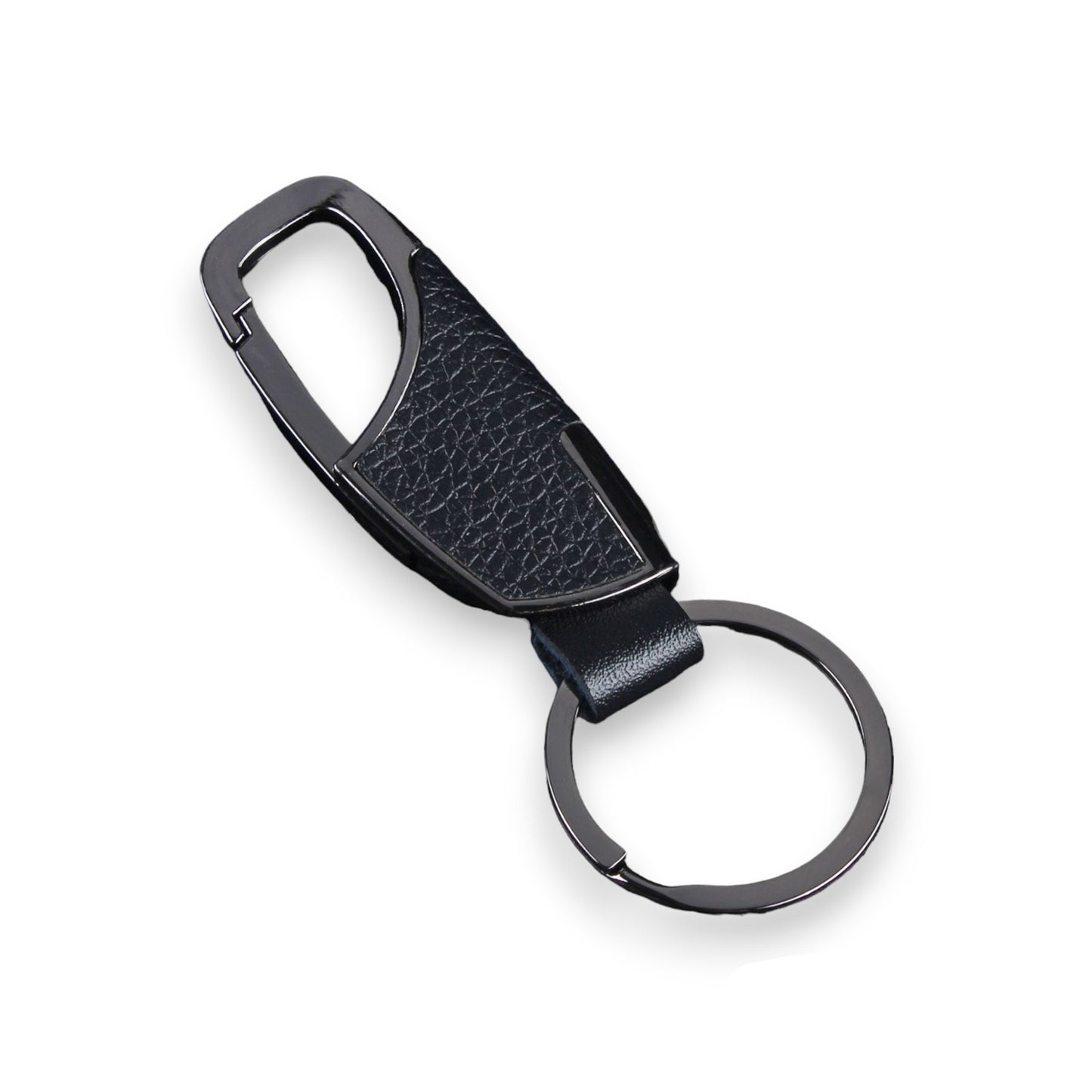 Metal Car Key Ring with Snap Hook – Premium Leather Accent Keychain Holder