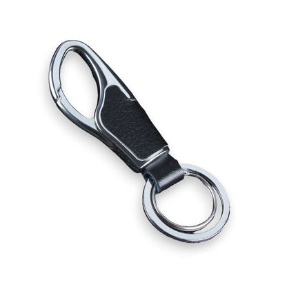 Metal Car Key Ring with Snap Hook – Premium Leather Accent Keychain Holder