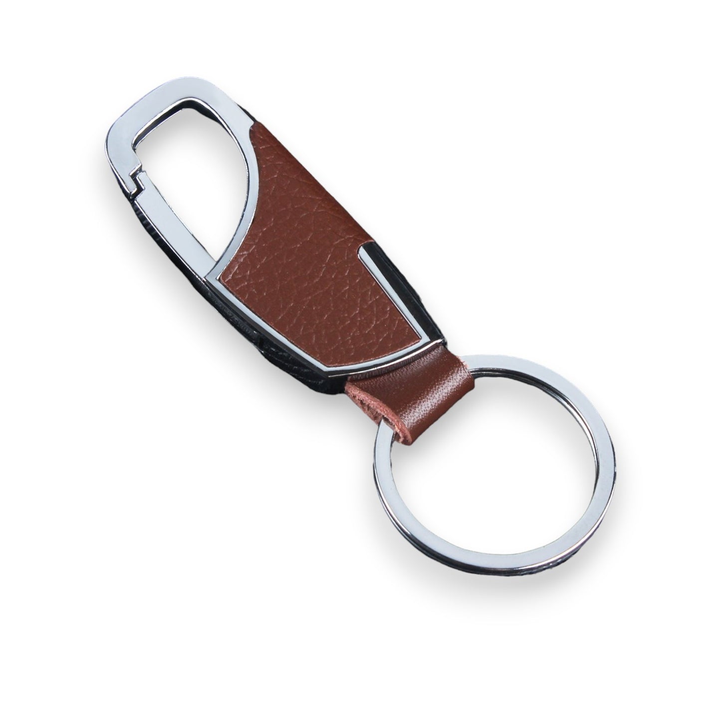 Metal Car Key Ring with Snap Hook – Premium Leather Accent Keychain Holder