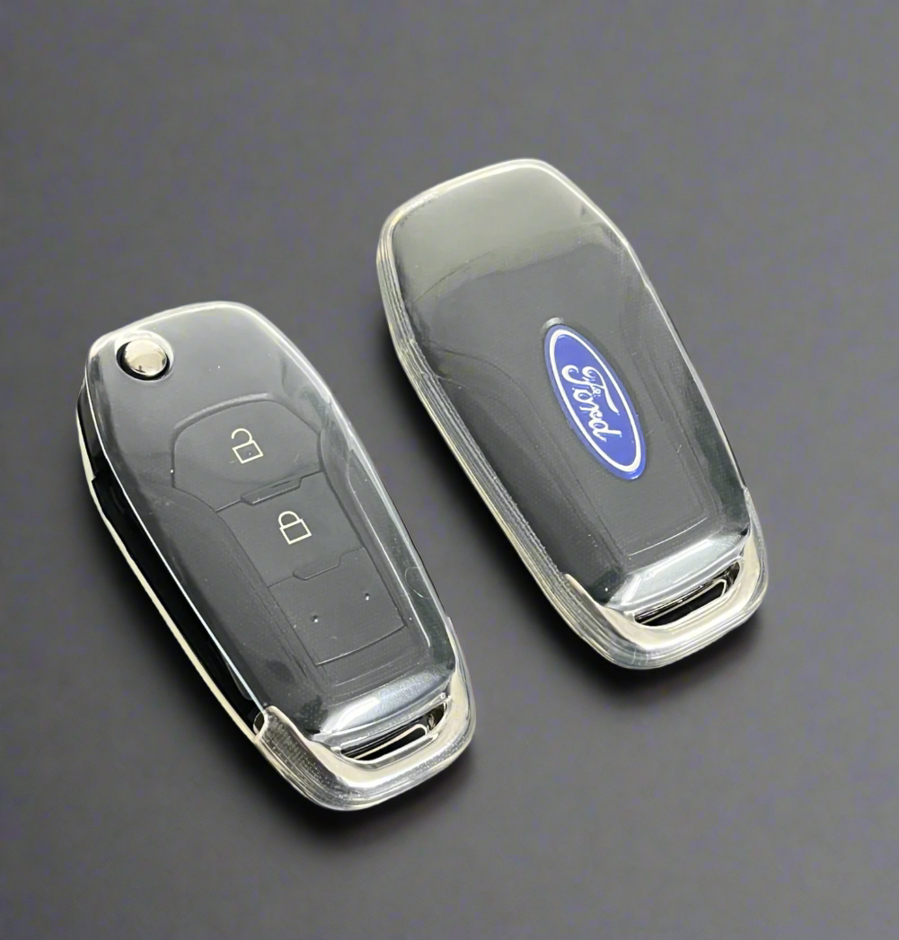 Ford Key Cover - Transparent | 2 or 3 button Flip key for Ranger, Focus, Everest, Fiesta, Mondeo | Ford Accessories