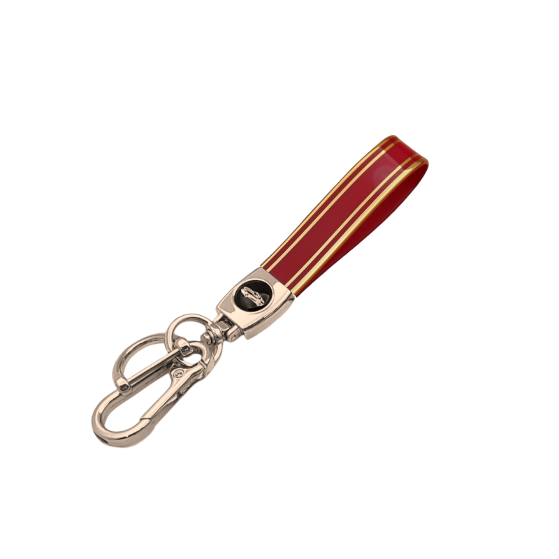 Universal Metal Car Keychain with Gold Trim TPU Lanyard