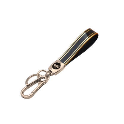 Universal Metal Car Keychain with Gold Trim TPU Lanyard