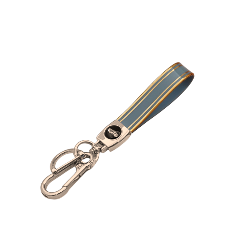 Universal Metal Car Keychain with Gold Trim TPU Lanyard