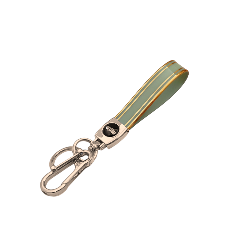 Universal Metal Car Keychain with Gold Trim TPU Lanyard