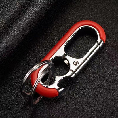 Bottle Opener Keyring with Snap Hook - Stainless Steel with Dual Key Rings