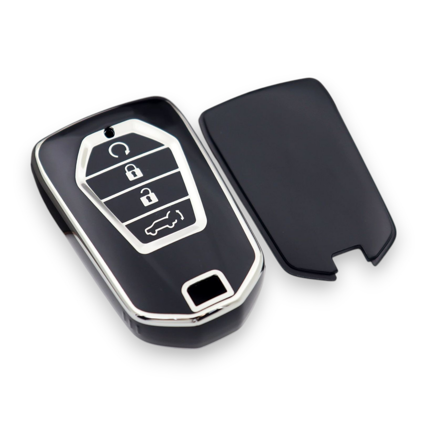 Isuzu & Mazda Key cover - 4 button Silver trim for D-Max, MU-X and BT-50