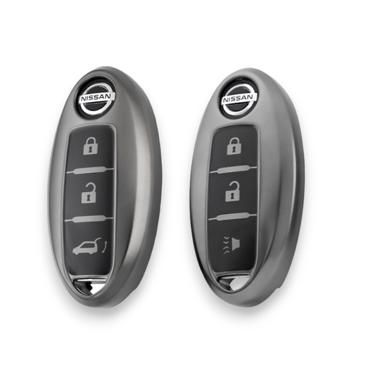 Nissan Car Key Cover - 3 Button | Metallic Finish | Navara, 350z, Qashqai, X-Trail key fob cover | Nissan Accessories
