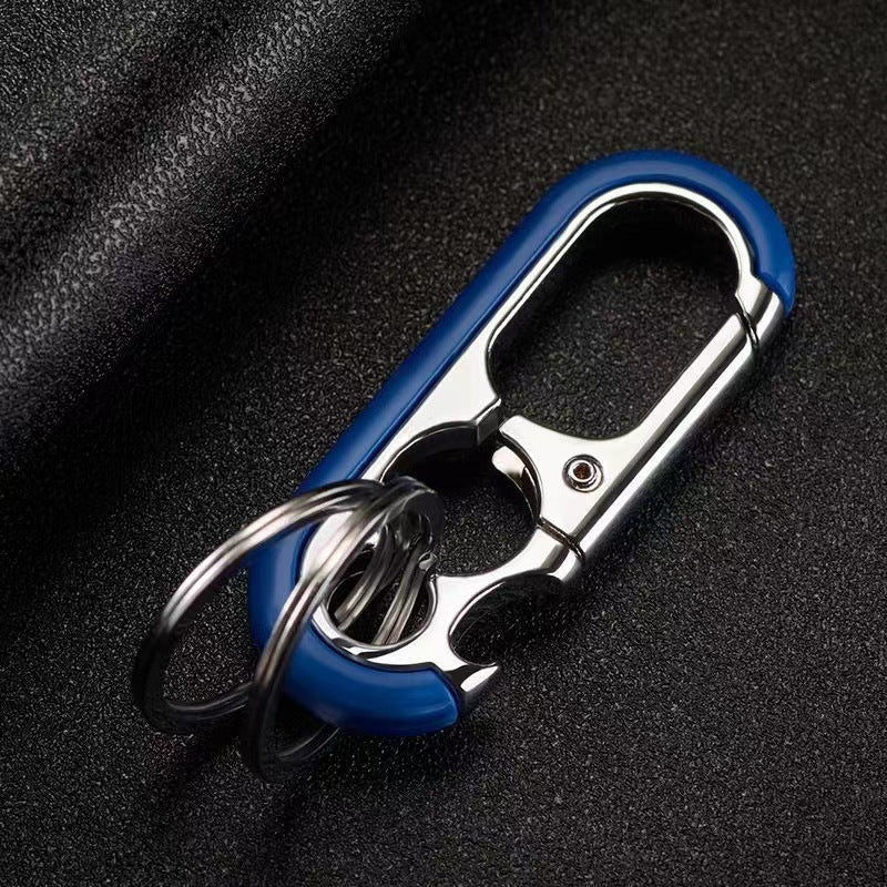 Bottle Opener Keyring with Snap Hook - Stainless Steel with Dual Key Rings