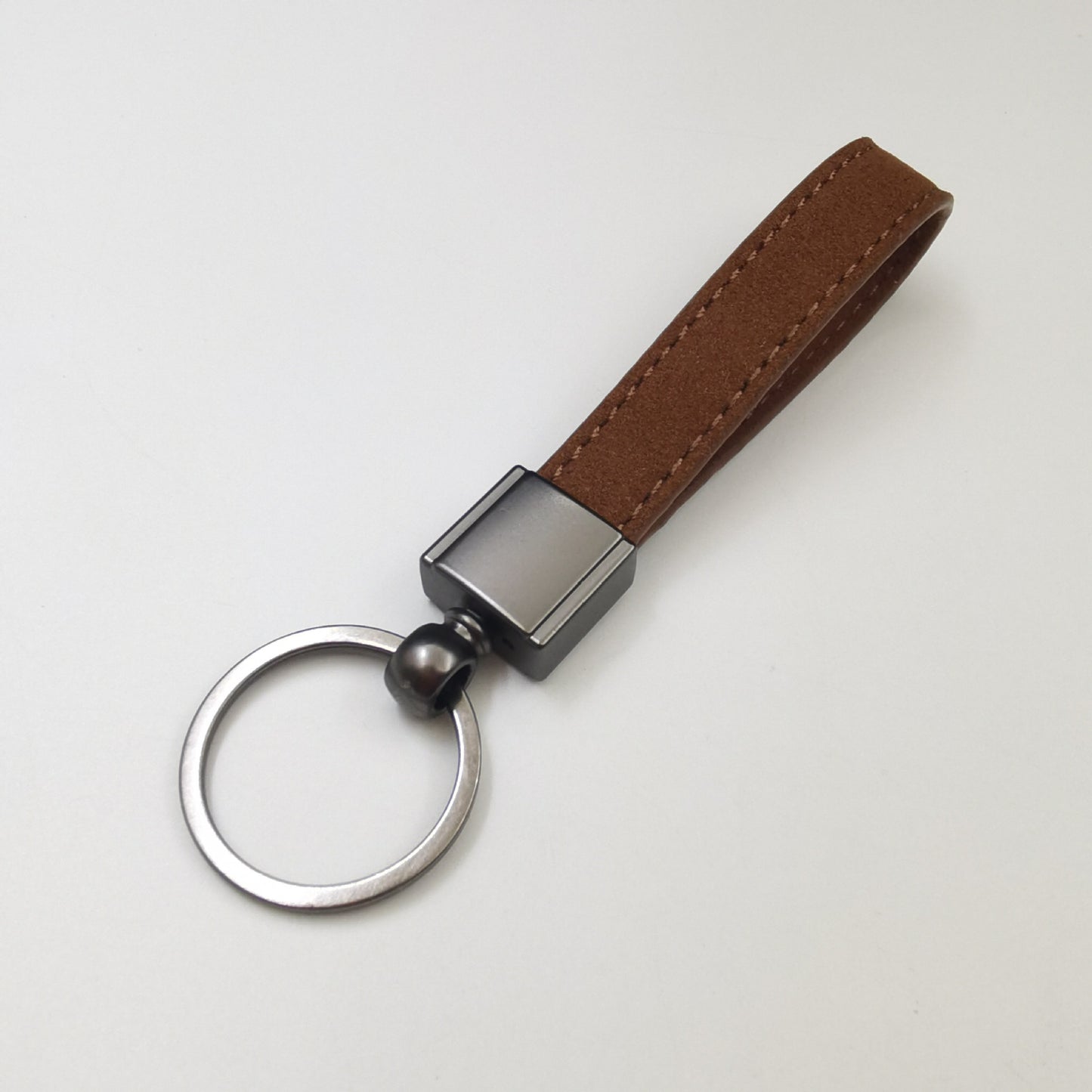 Universal Gunmetal Car Keychain with Suede Lanyard