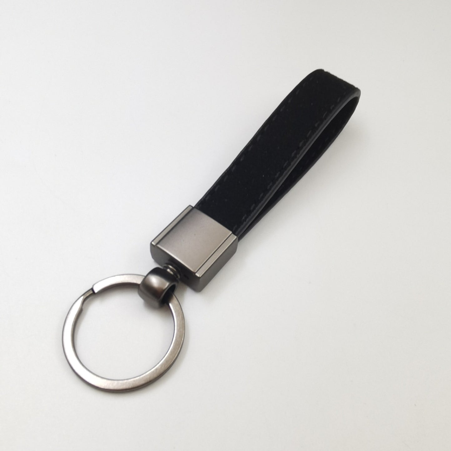 Universal Gunmetal Car Keychain with Suede Lanyard