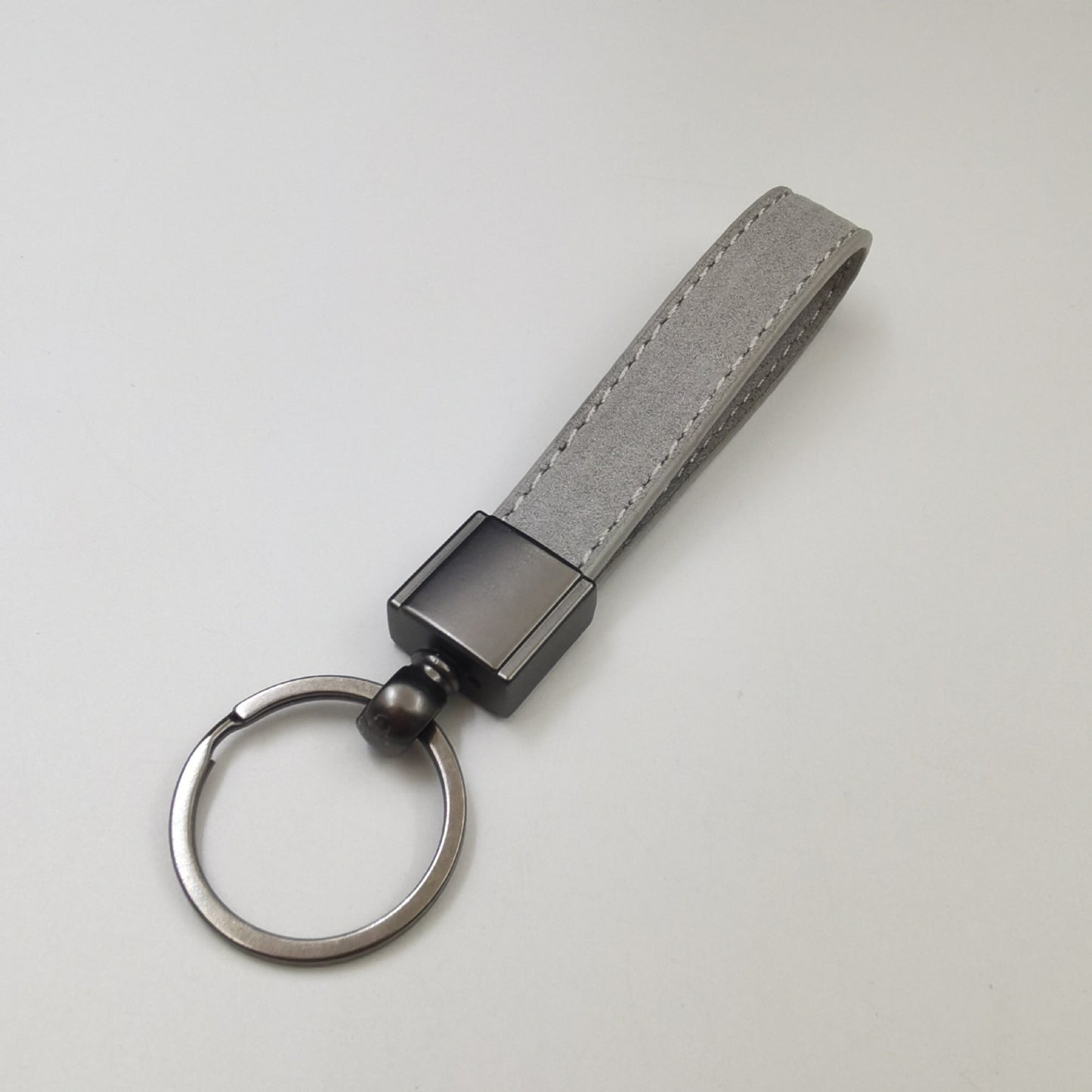 Universal Gunmetal Car Keychain with Suede Lanyard