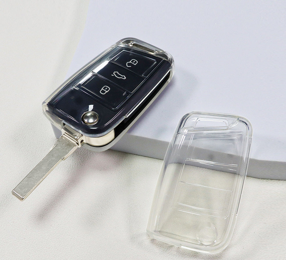 Volkswagen/Skoda/Cupra car key cover - Transparent | Key fob cover for VW Golf, Passat, T-Roc, Polo, Tiguan, Touareg, Leon, Formentor etc