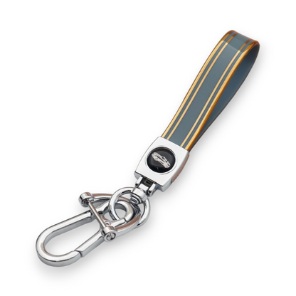 Universal Metal Car Keychain with Gold Trim TPU Lanyard