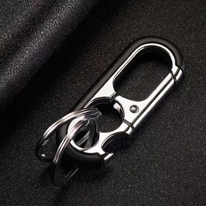 Bottle Opener Keyring with Snap Hook - Stainless Steel with Dual Key Rings