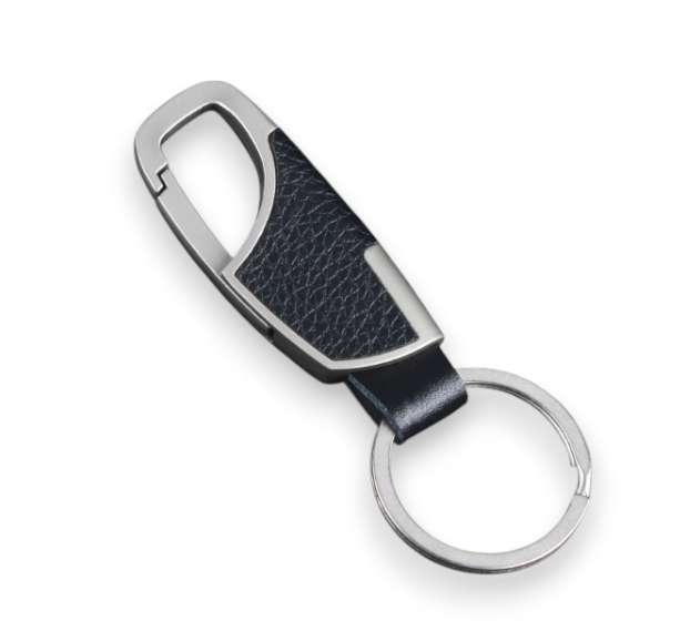 Metal Car Key Ring with Snap Hook – Premium Leather Accent Keychain Holder