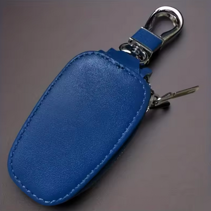 Premium PU Leather Car Key Holder - Keychain Case for Vehicle Remote with Zipper Closure