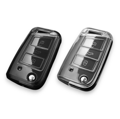 Volkswagen/Skoda/Cupra car key cover - Transparent | Key fob cover for VW Golf, Passat, T-Roc, Polo, Tiguan, Touareg, Leon, Formentor etc